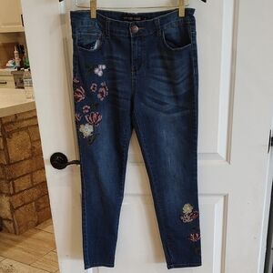 Vintage Violet Embroidered Jeans Size 8P Medium Wash